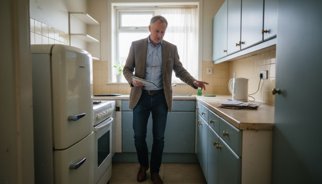 Landlord reviewing a rental kitchen upgrade
