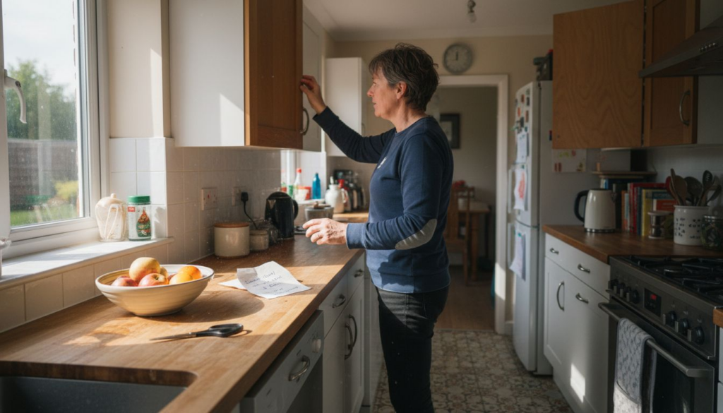 Homeowner exploring different kitchen cabinet materials