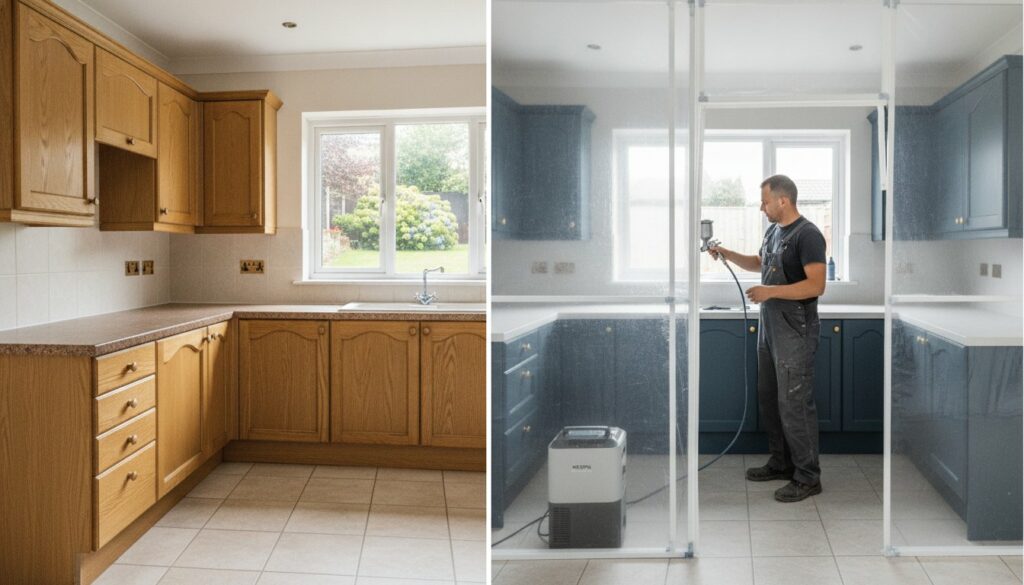 Kitchen Spraying vs Wrapping UK: The 2026 Dust-Free Specialist Guide